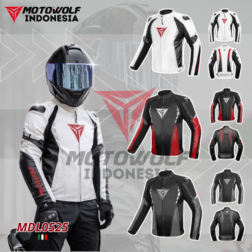 Jaket Motor Pria Kulit Touring Thermal Lock Protector ESA Lv1 Motowolf 0525