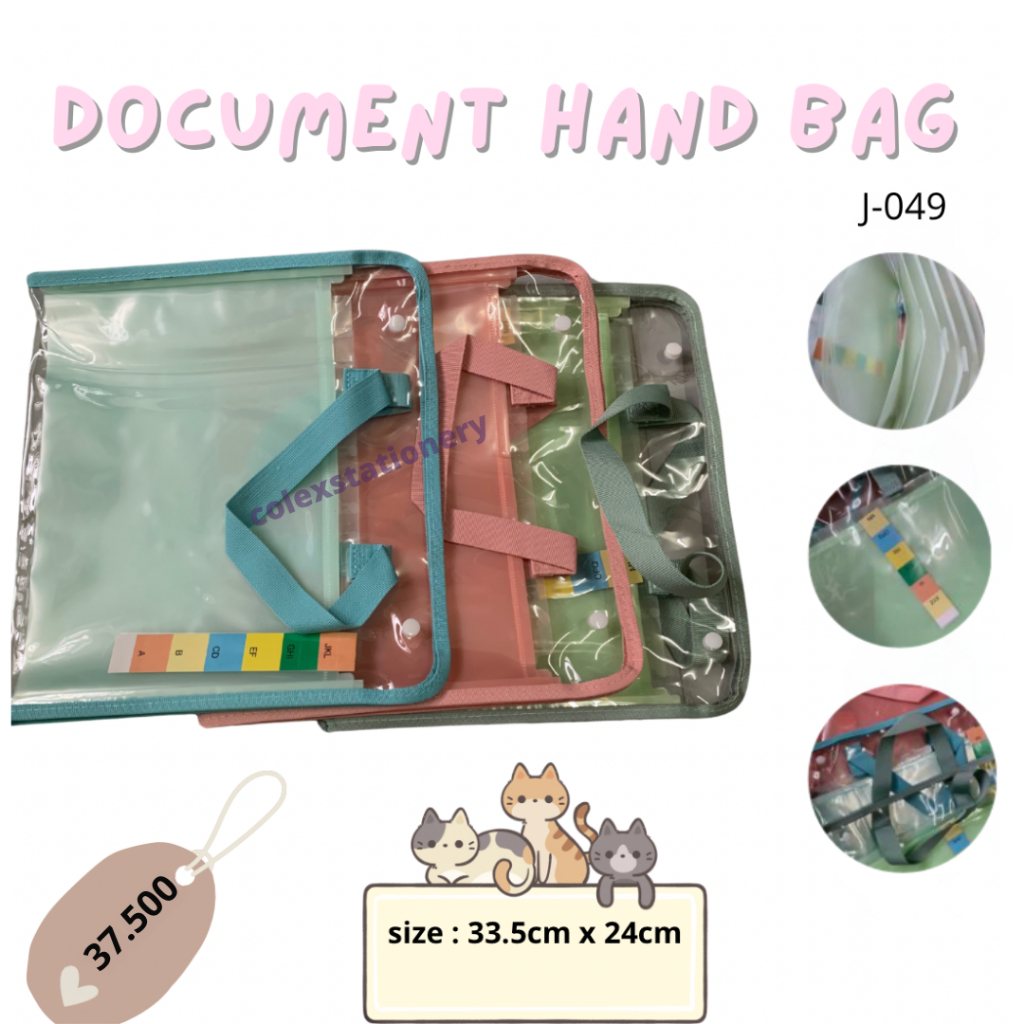 

Document Hand Bag / Map Document Pelajaran + Hand Bag High Quality Kancing 3 Warna Transparan