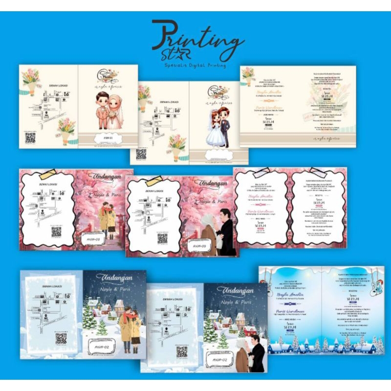 UNDANGAN KILAT  PERNIKAHAN LIPAT DUA MODEL KEREN MEWAH ESTETIK SIMPLE DAN ELEGANT ( Free Plastik)