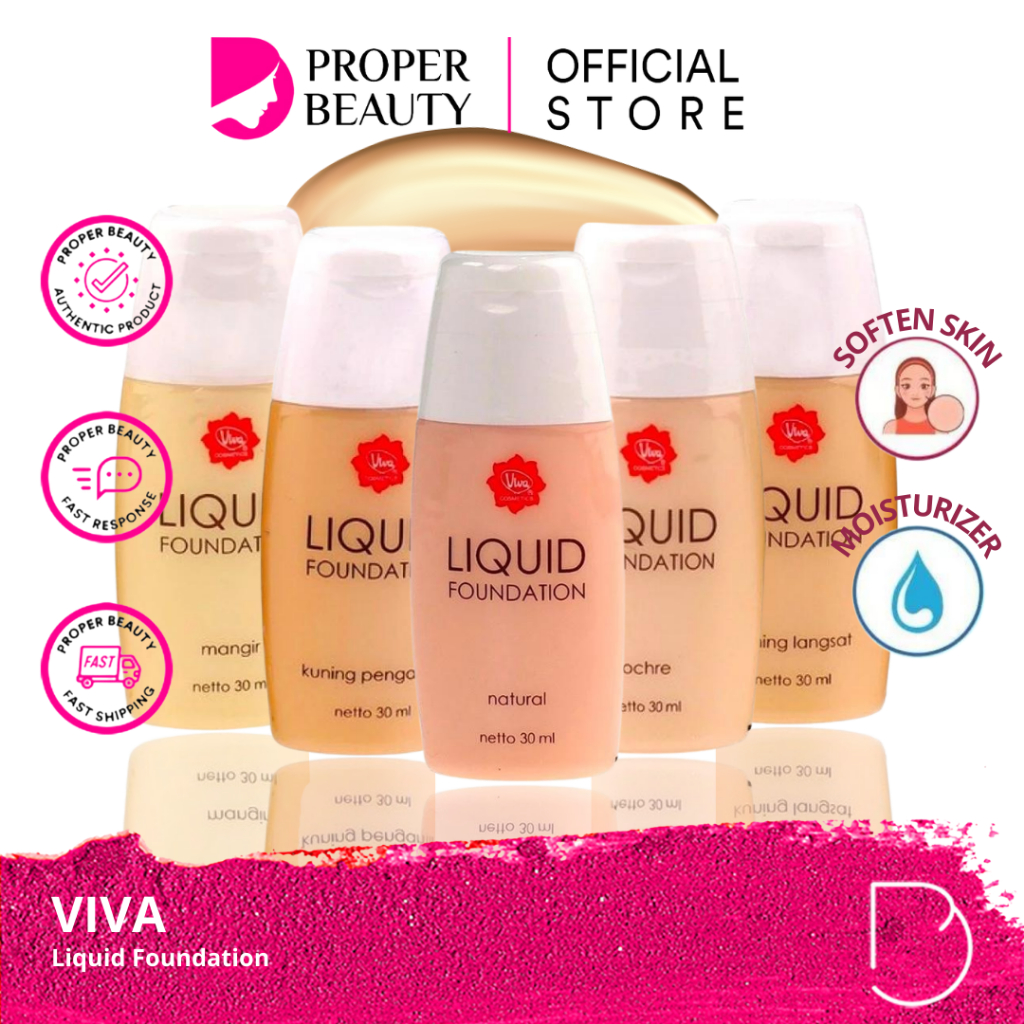 VIVA Liquid Foundation | Foundation Cair 30ml | Alas Bedak | Mangir Ochre Natural Pengantin Langsat