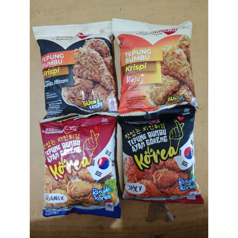 

Tepung Bumbu Krispi Mama Suka Mamasuka Lada Hitam Keju Korea Original Spicy Garlic
