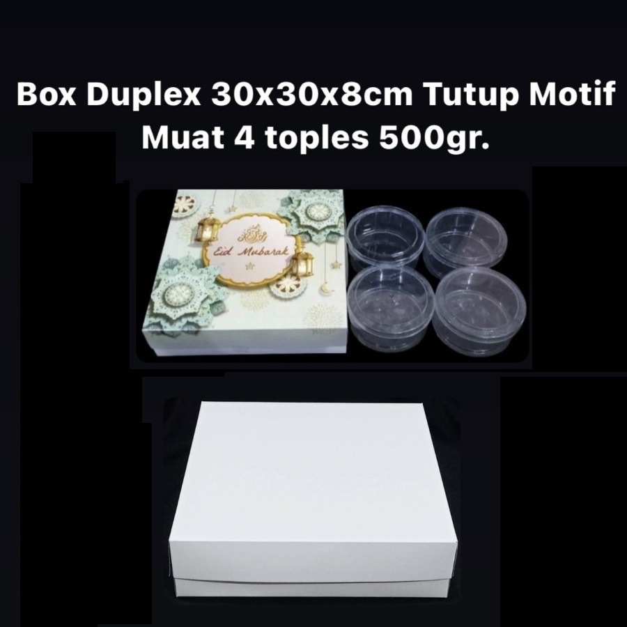 

( 3 pcs ) Cake Box Lapis Legit Lebaran Dus Kotak 30x30x8 cm Muat 4 Toples Bulat 500gr