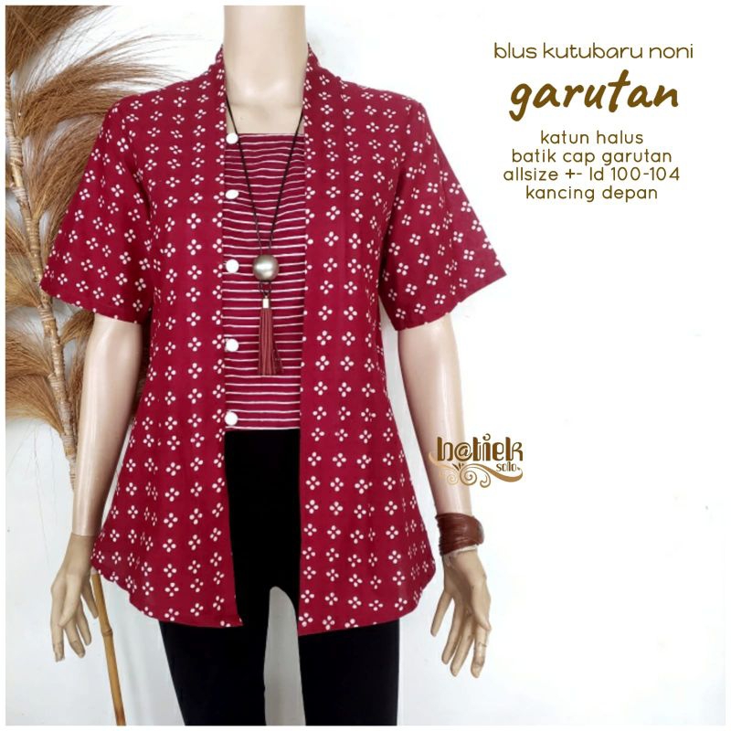 Blouse Kutubaru Garutan / Blouse Batik Garutan / Blouse Batik Lengan Pendek