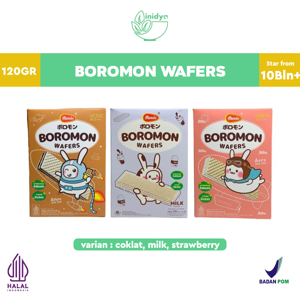 

MONDE Boromon Wafers 120gr | Wafer Mpasi Bayi Rasa Coklat , Susu, Strawberry | Snack mpasi 10 bulan