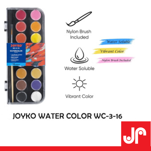 

JOYKO WATERCOLOR WC-3-16 /SET CAT AIR CAT LUKIS ANAK SEKOLAH CAT AIR