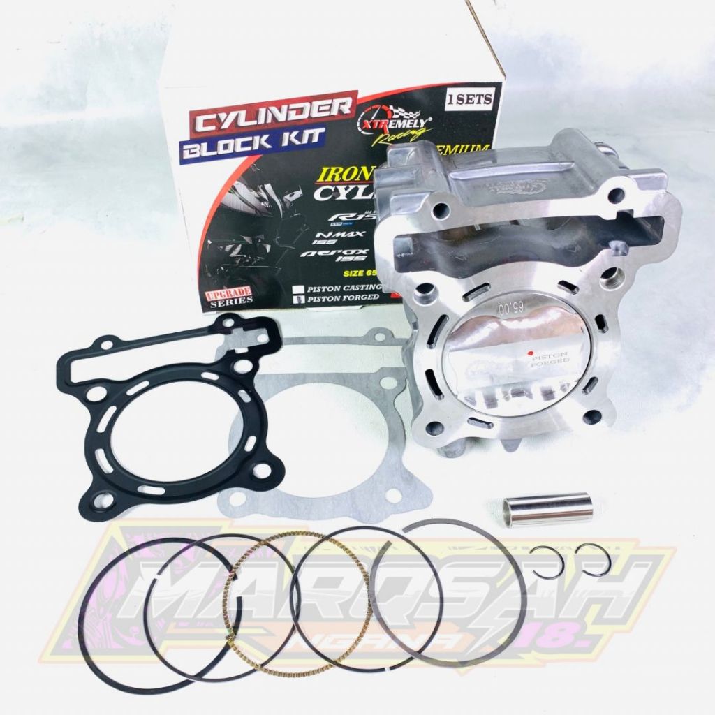 Blok Bore Up Xtremely Yamaha Nmax Aerox 155 Lexi R15VVA WR155 Xtremely Racing Ukuran 65MM MARQSAH RA