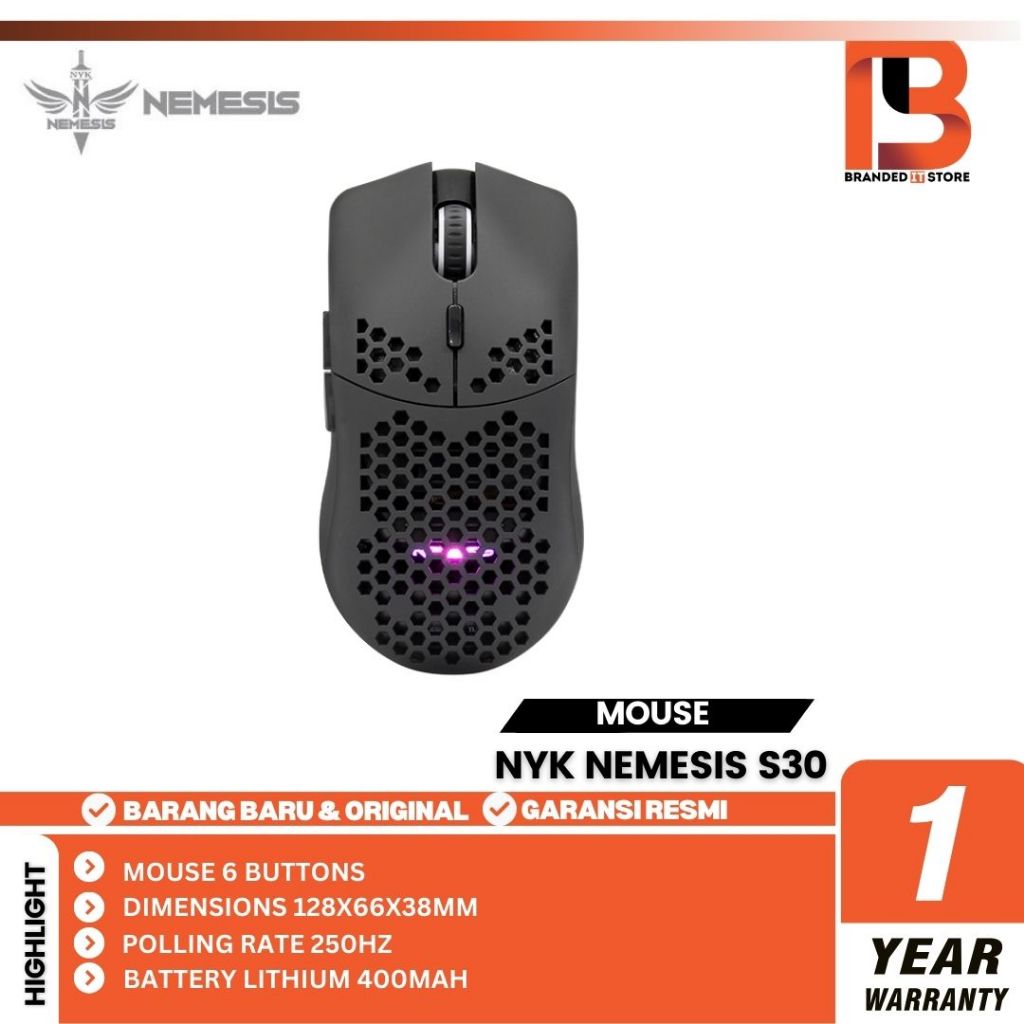 MOUSE GAMING NYK S30 WIRELESS HONEYCOMB