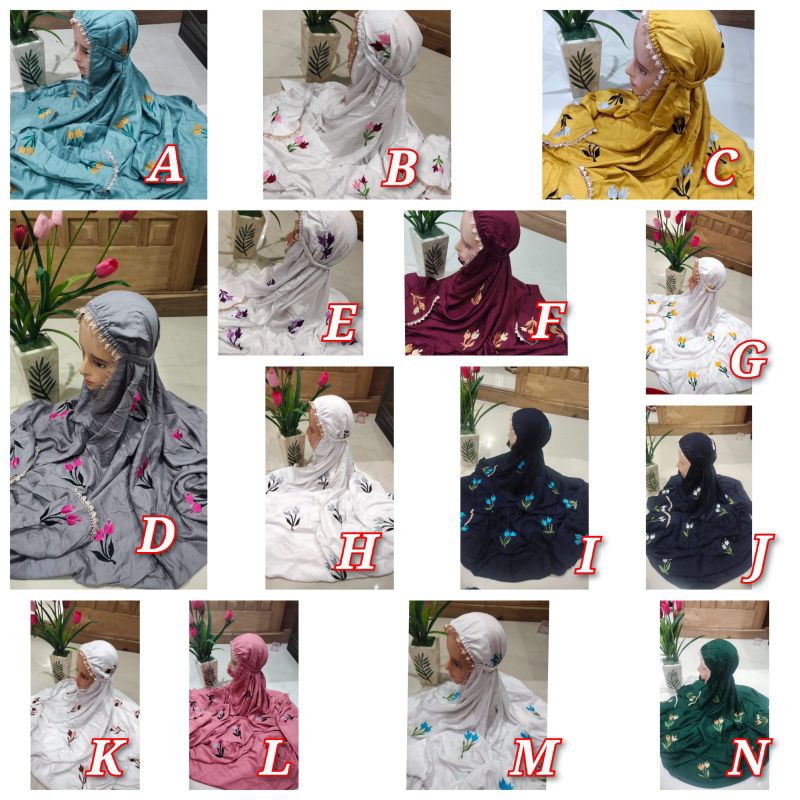 MUKENA RAYON ADEM BORDIR TULIP MODEL TERUSAN /HARGA TERJANGKAU