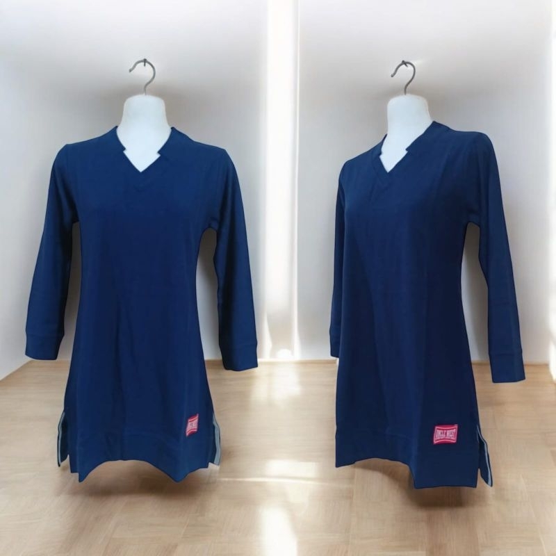 Tunik Polos Uncle West / Tunik Kerah V-Neck Uncle West / Khusus Warna Navy
