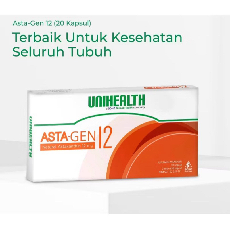Astagen12 Unihealth 30kapsul Kandungan Astaxanthin 12mg