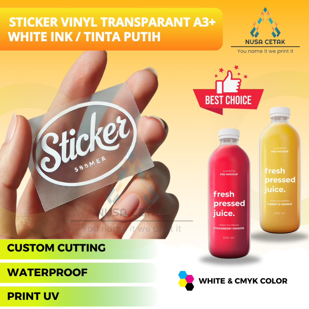 

Cetak Sticker Transparant White Ink A3+ | Print Sticker Tinta Putih