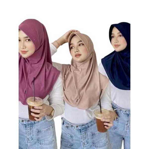 Bergo Hamidah Sport Menutup Dada | Hijab Sport Menutup Dada Jersey Premium(M)