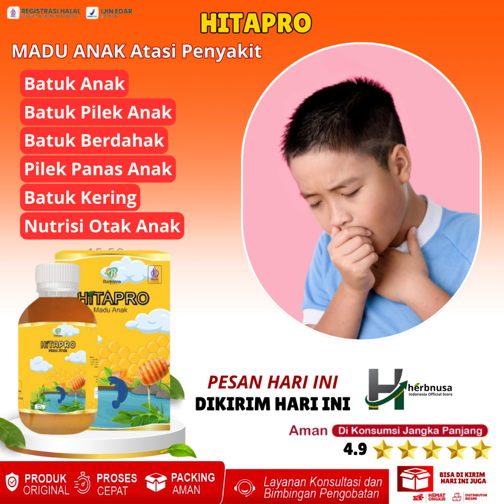Madu Anak HITAPRO Madu Penurun Demam Anak, Obat Anak Batuk Pilek Panas, Flu Anak 1 Tahun, Madu Untuk