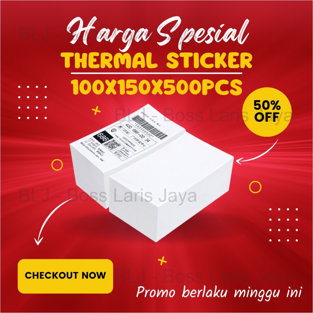 

KERTAS LABEL THERMAL STIKER RESI STICKER LABEL BARCODE LIPAT UKURAN A6 100X150 MM ISI 500PCS 100X150MM ISI 500 PCS