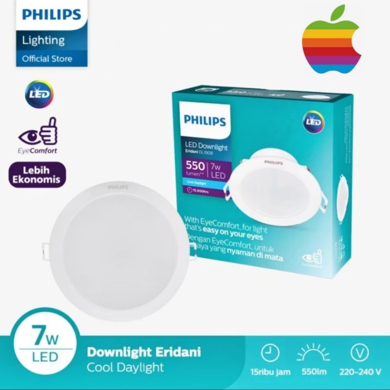 Lampu Philips Eridani 7 W DL190B Putih - Led Downlight Philips Eridani Lampu Downlight Panel 7 Watt