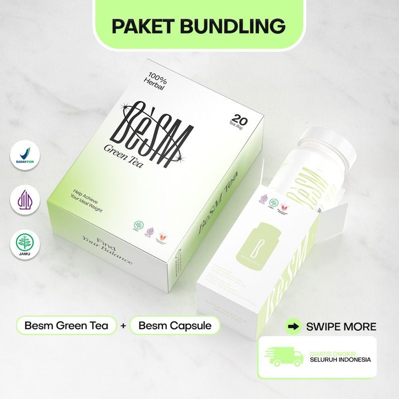 

Besm Green Tea Paket Bundling 20 Kapsul | Slime Tea | Bpom Halal