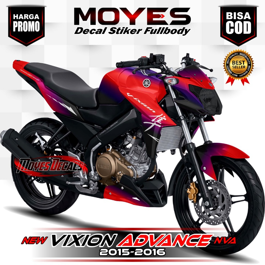 (COD) Decal Stiker New Vixion Advance 2015 Fullbody Motip Bunglon Warna Merah