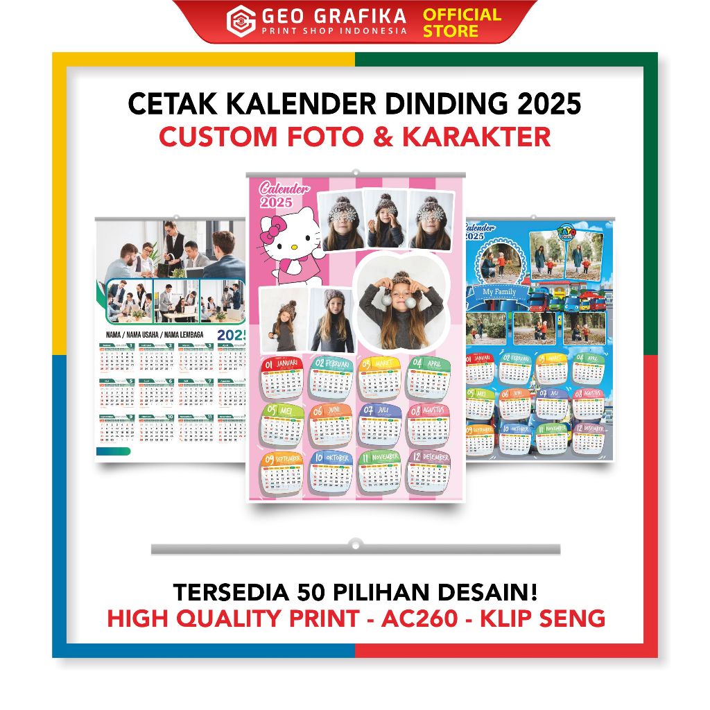

Kalender Dinding Foto Sendiri 2025 (Part 2) Custom Karakter Free Desain - Geo Grafika