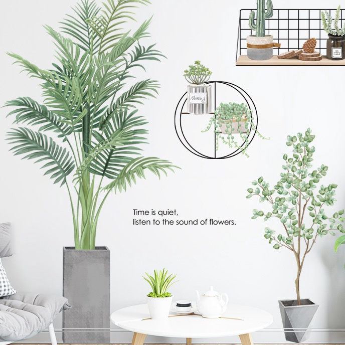 GROSIR Reliza Wall Sticker Pohon Hijau Green Tree Garden Pot Cactus Wallsticker Stiker Dinding LDR1