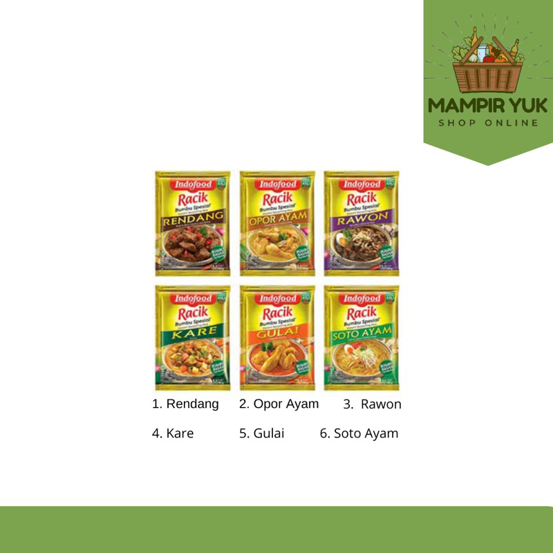 

Bumbu racik indofood semua varian 1pcs | mampiryuk