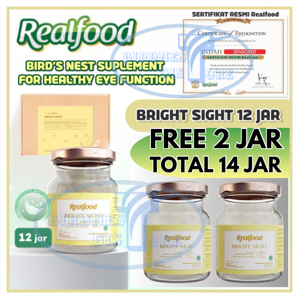 

Realfood Bright Sight 12 Jar Minuman Sarang Burung Walet + Vitamin Mata FWR Birdnest Shop 8