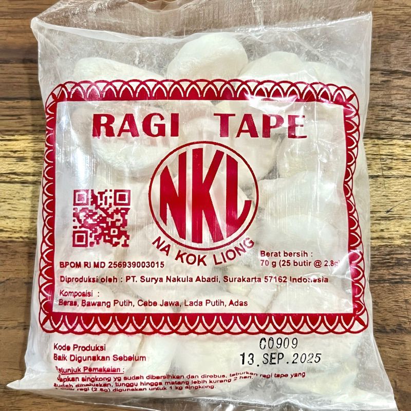 

Ragi Tape NKL ( 70g (25butir @2.8g) )