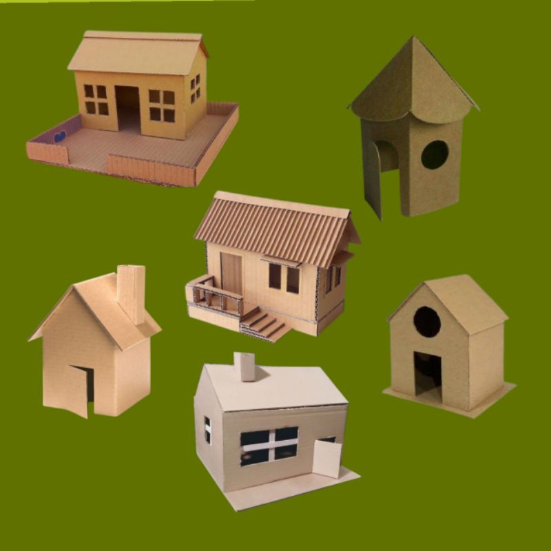 prakarya miniatur rumah dari kardus