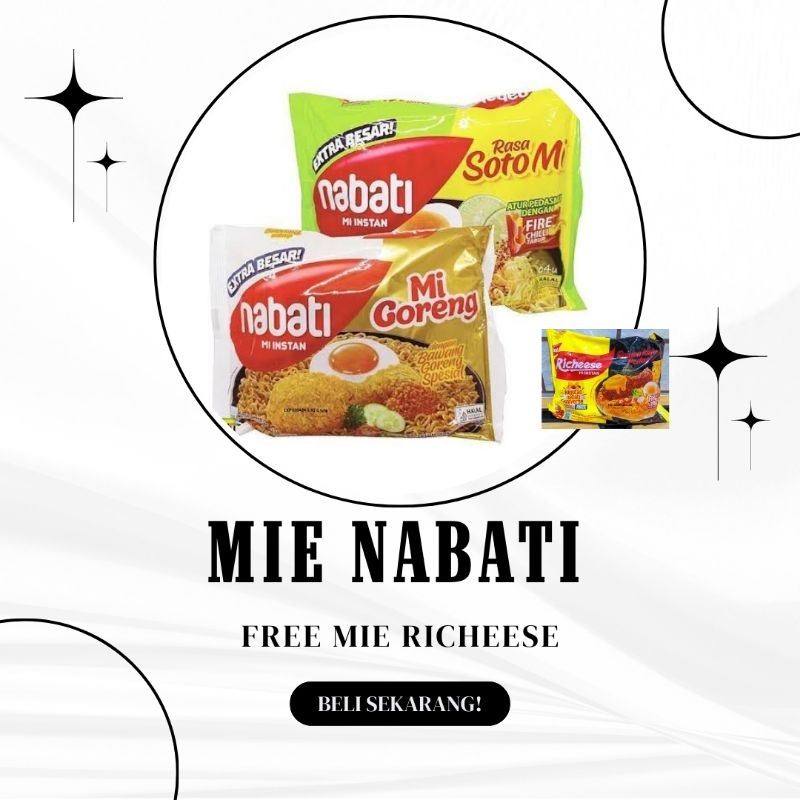 

Nabati Mie Goreng dan Mie Soto Paket Hemat 5pcs free mie richeese 1 pcs - Mie instan - Mie sedap - Camilan - Jajan