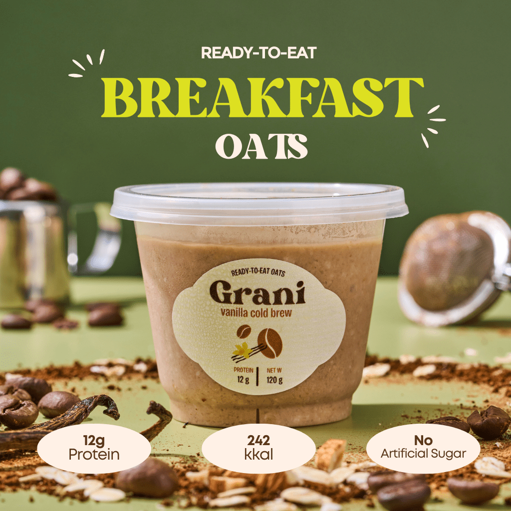 

GRANI READY TO EAT Vanilla Cold Brew Protein Oats - Healthy Breakfast, Diet, Snack, Pre Workout