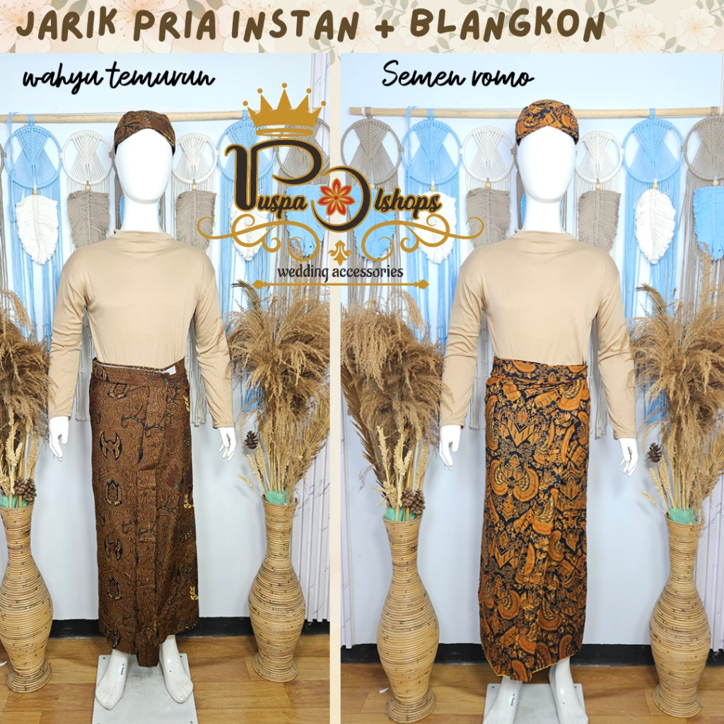 setelan jarik instan lengkap dengan blangkon pria