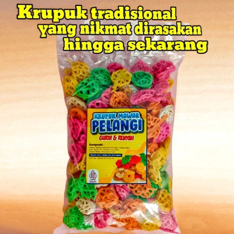 

Kerupuk mawar pelangi 250 gram | Kerupuk seblak | Kerupuk warna warni