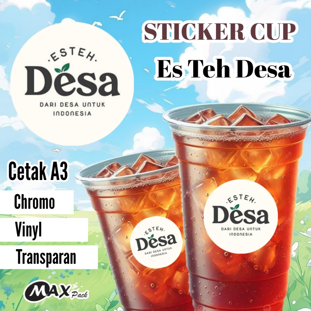 

Cetak Stiker Es Teh Desa | Sticker Es Teh Desa | Stiker Vinyl & Transparan | Stiker Cup | Stiker Kemasan | Label Kemasan | Sticker Custom