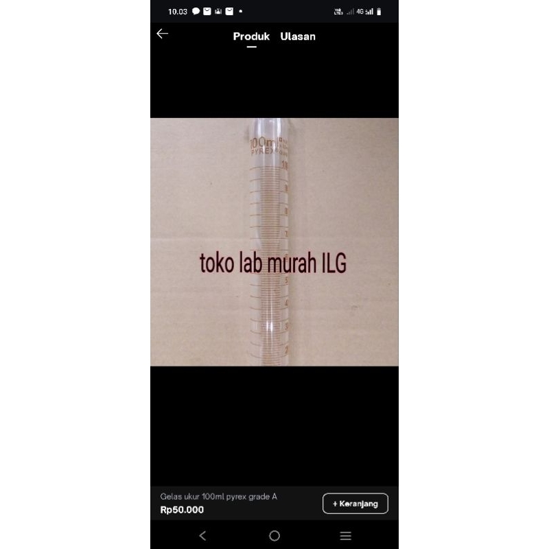 gelas ukur 100ml pyrex tahanpanas