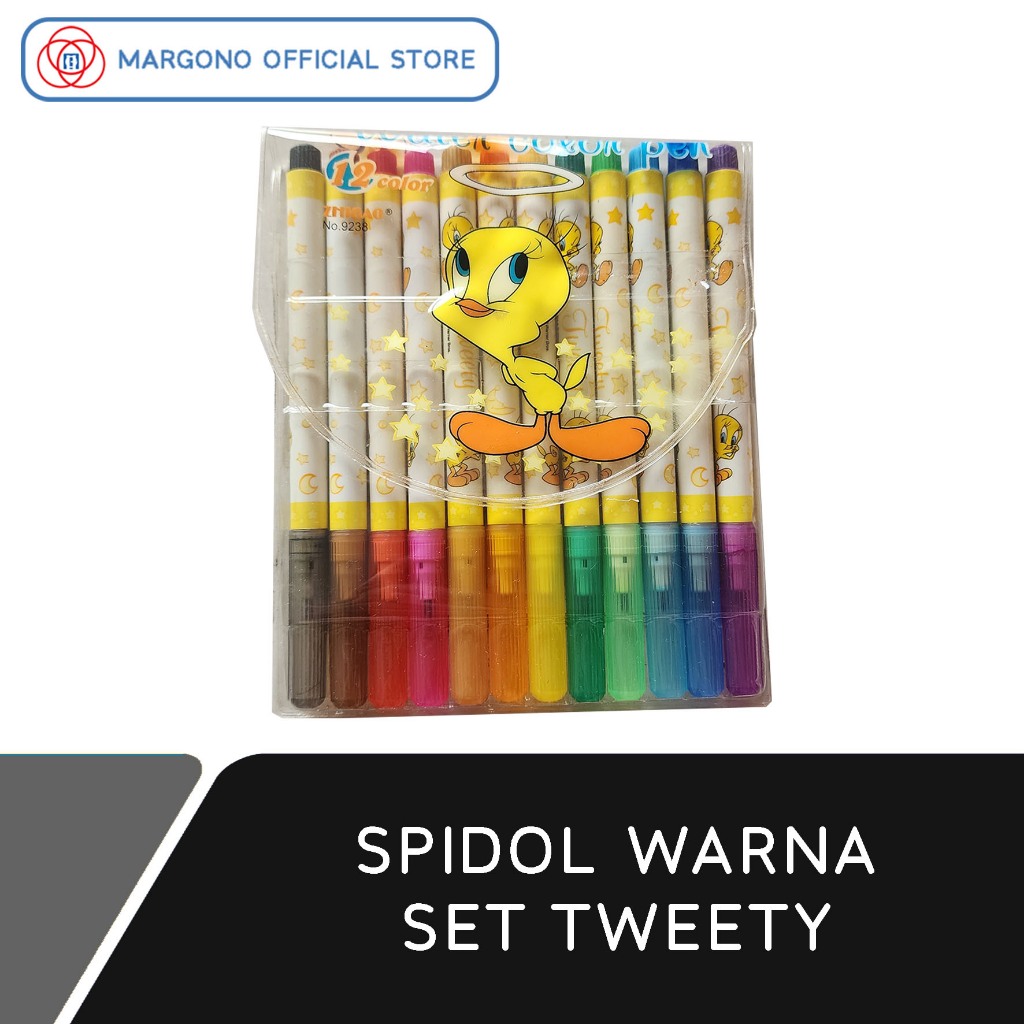 

Spidol 12 Warna Cerah Tweety - 1 Set