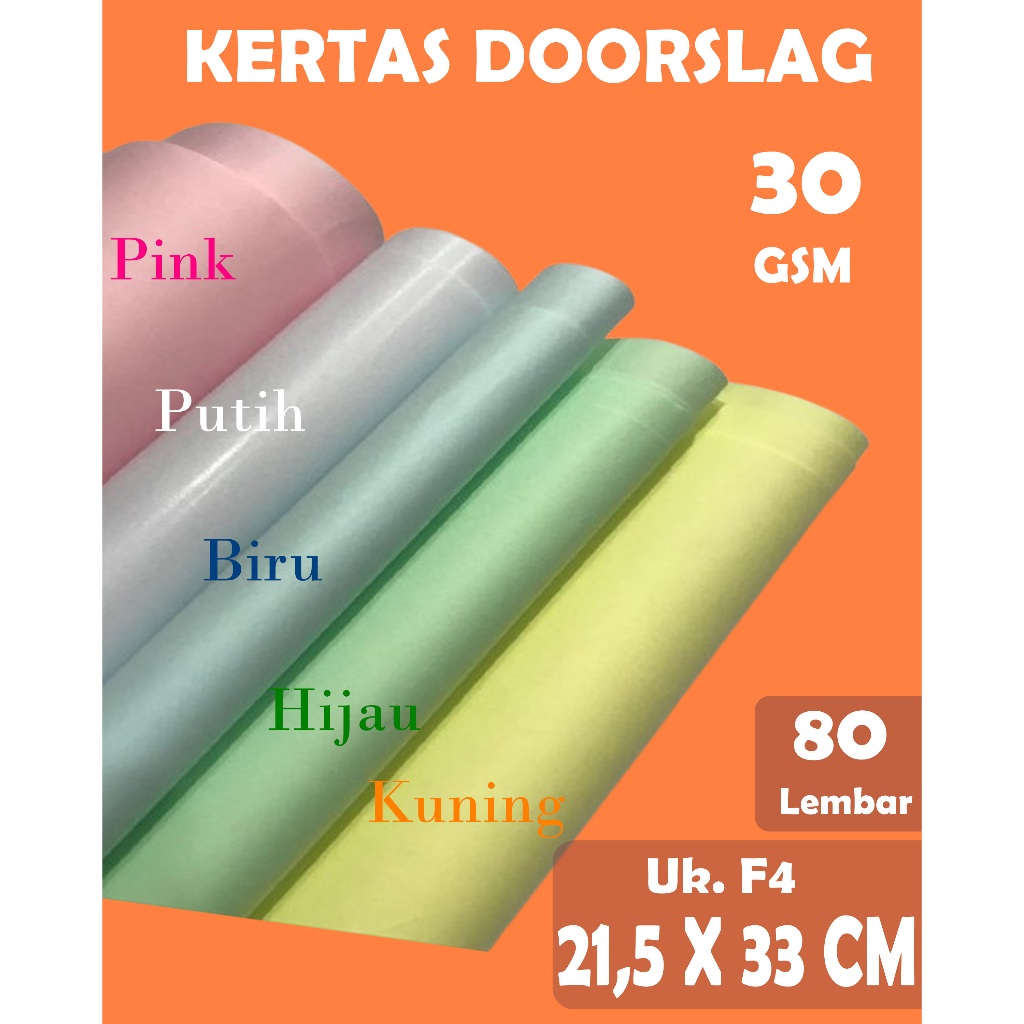 

KERTAS DOORSLAG / KERTAS PEMBUNGKUS / KERTAS HAMPERS 30 GSM UKURAN F4 ( 21,5 X 33 CM ) , 80 LEMBAR