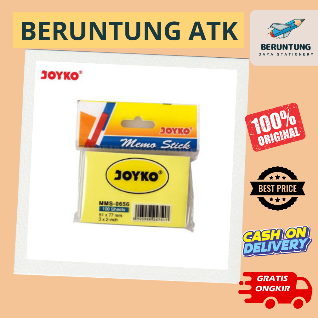 

Joyko MMS-0656 Memo Stick Sticky Notes Penanda 3x2inch kuning