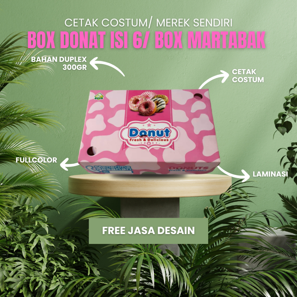 

(MINIM ORDER 500 LEMBAR) BOX DONAT ISI 6 DUPLEX 250GR DESAIN COSTUM