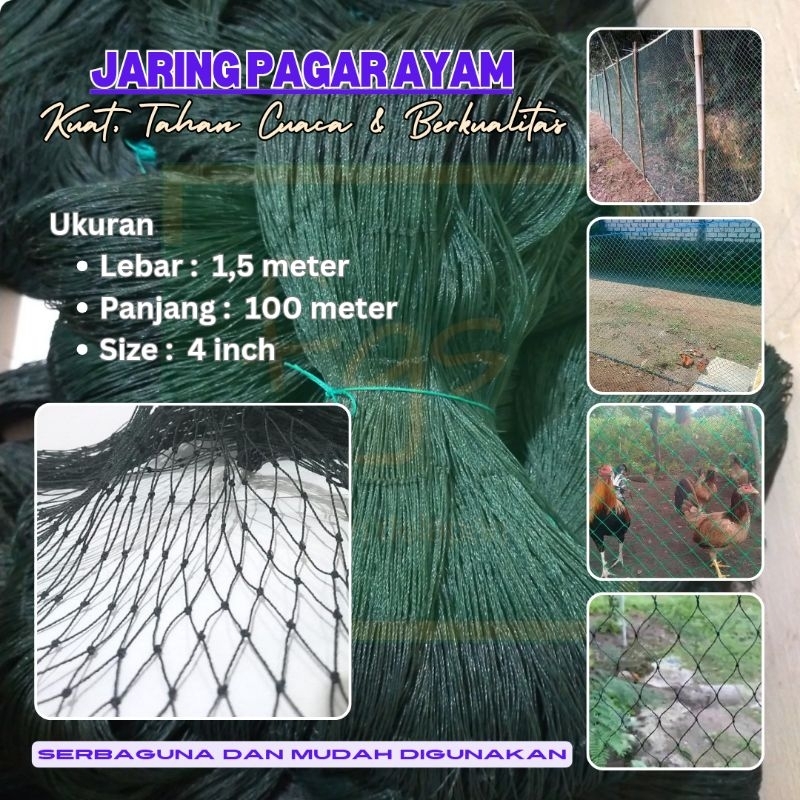 Jaring Kandang Ayam 1,5m x 100m Pagar Ayam Serbaguna