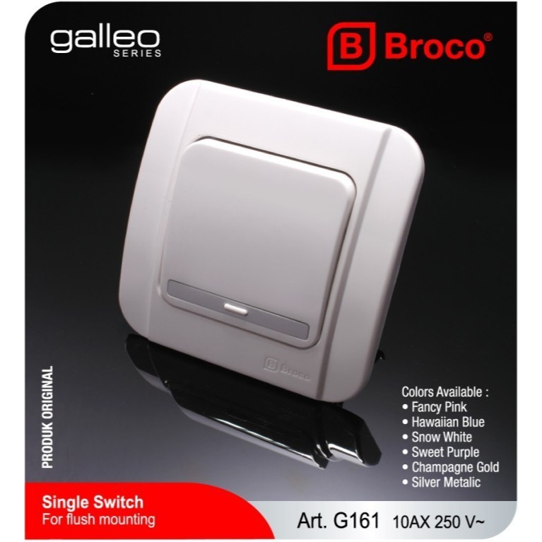 Broco Saklar Tunggal Inbow Galleo/Saklar engkel Broco IB Galleo/Saklar single switch IB BROCO GALLEO