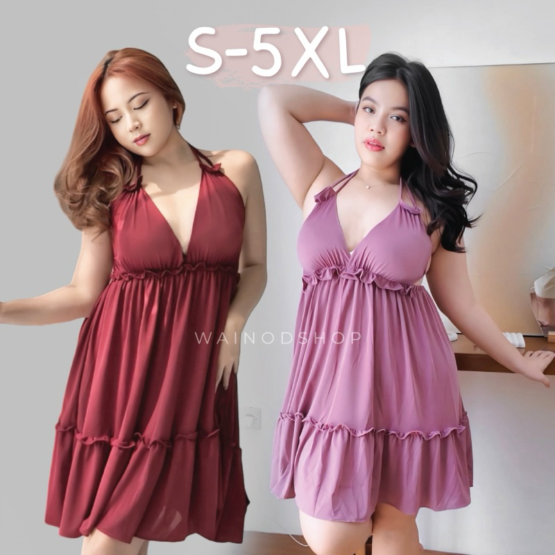 MINJI S-5XL lingerie dress bahan spandek - WAINODSHOP
