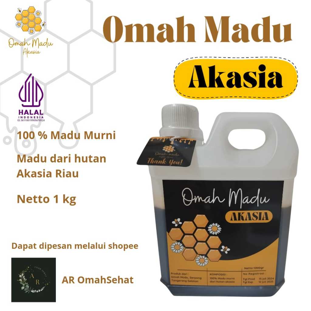 

(AR OmahSehat)Madu Akasia dari Omah Madu Akasia, Madu asli, Madu Murni 100%, netto 1kg