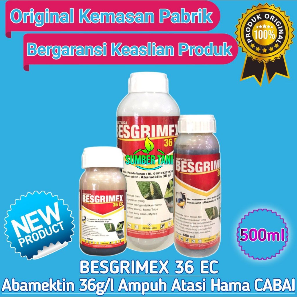 Besgrimex 36 EC | 200ml-500ml | Abamektin Dosis Tinggi,Ampuh Atasi Hama Pada Tanaman Cabai Dll.