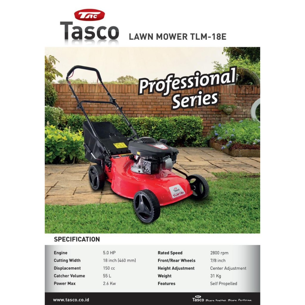 MESIN POTONG RUMPUT DORONG TASCO TLM 18E ELECTRIC TLM 18 E ELEKTRIK JALAN SENDIRI