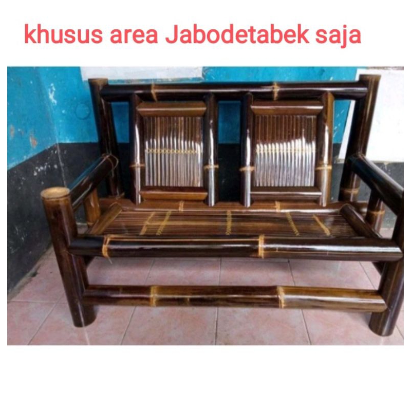 kursi bambu hitam/ panjang 120 x 58 cm