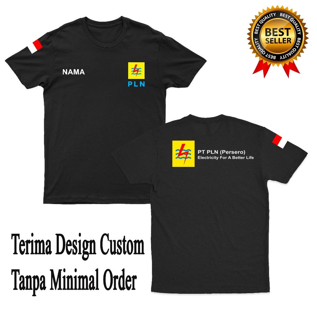 Kaos PLN PERSERO Lengan Pendek Baju Operator Nama