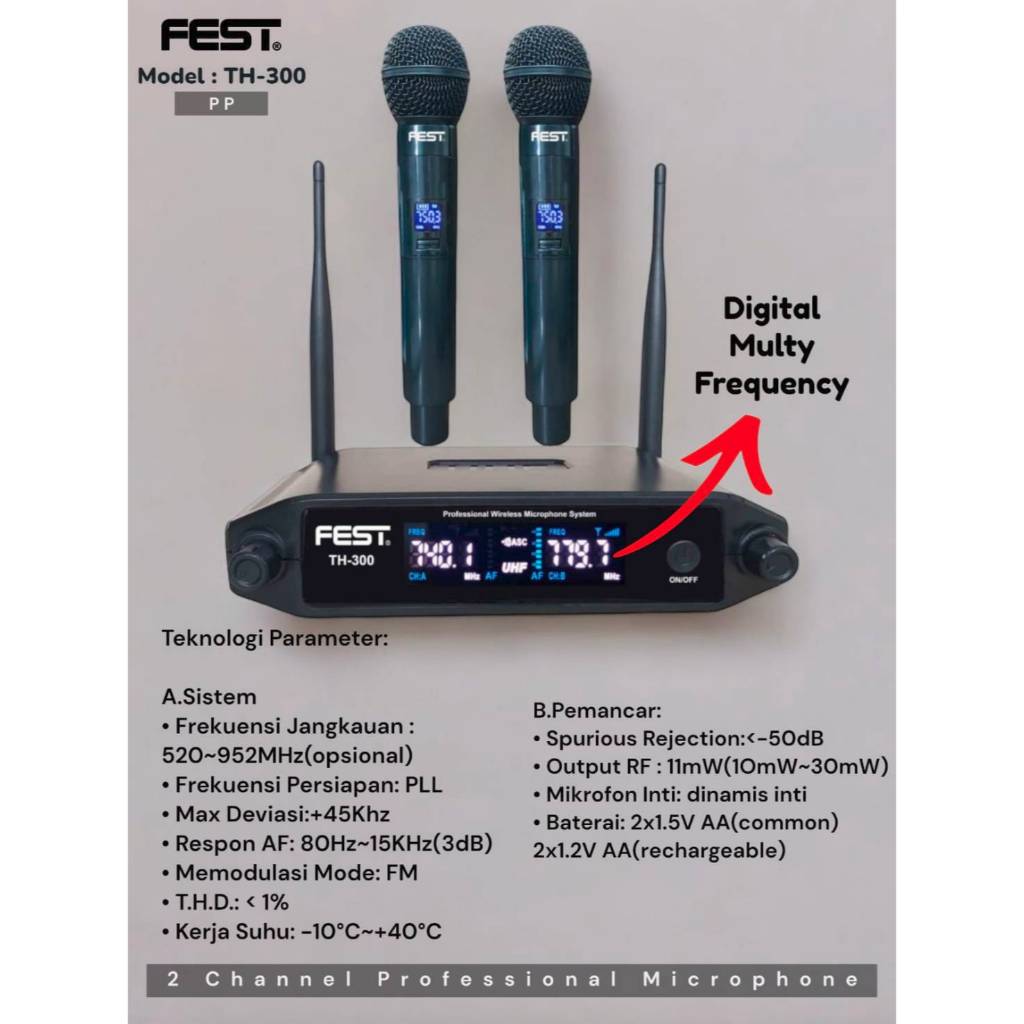 MIC WIRELESS FEST TH300 TH 300 PEGANG PEGANG