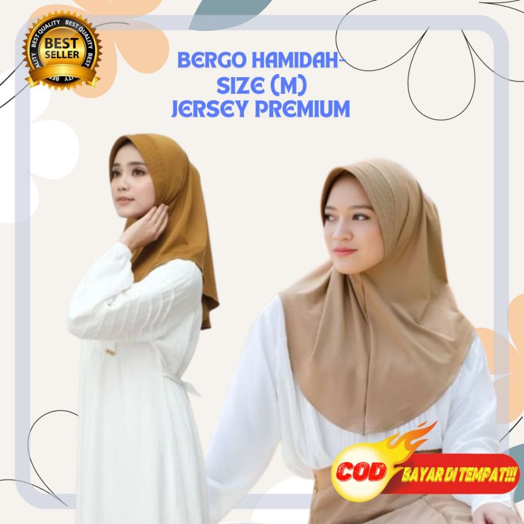 Bergo Hamidah Sport Menutup Dada | Hijab Sport Menutup Dada Jersey Premium(M) Jilbab instan