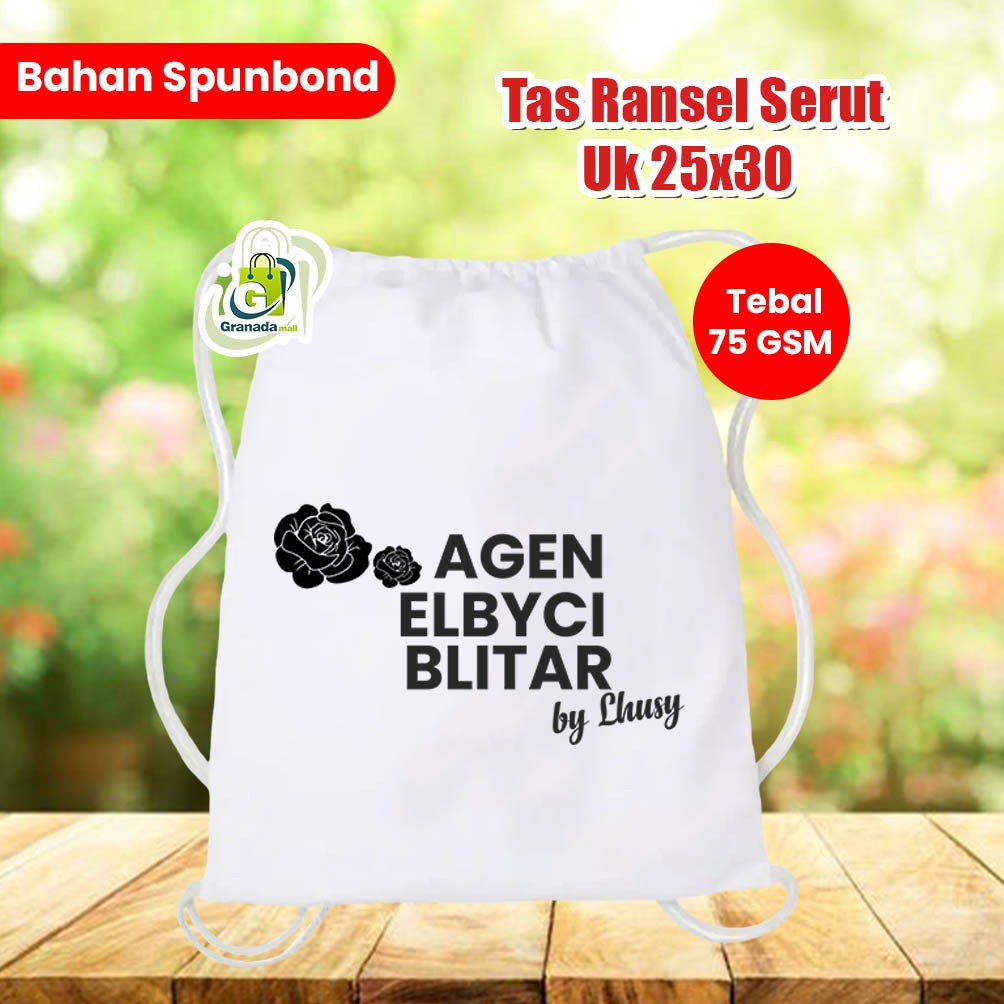 

Tas Bingkisan Snack Model Ransel Serut Gendong custom sablon Uk 25 x 30
