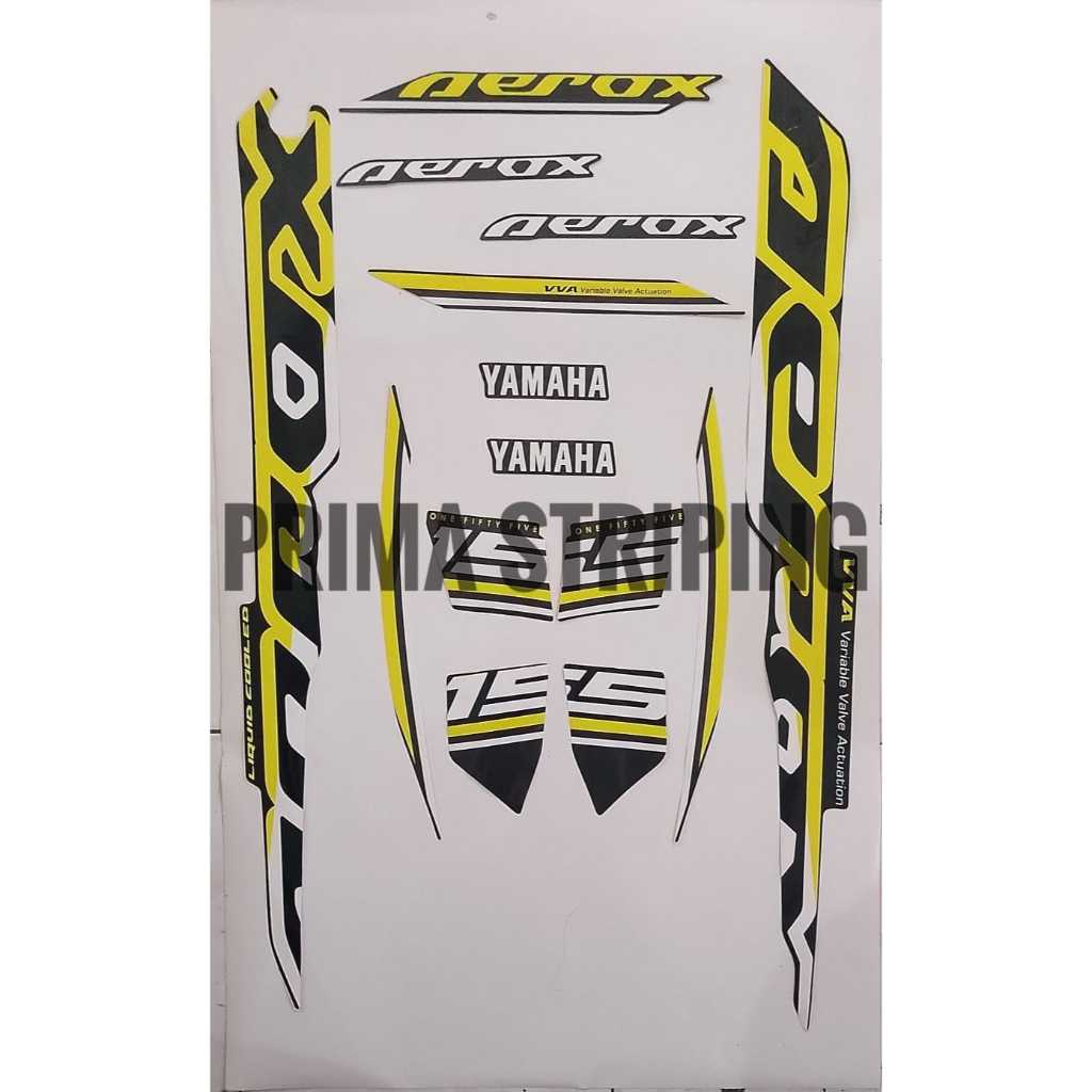 STRIPING STIKER MOTOR AEROX 2022 HITAM KUNING TERMURAH