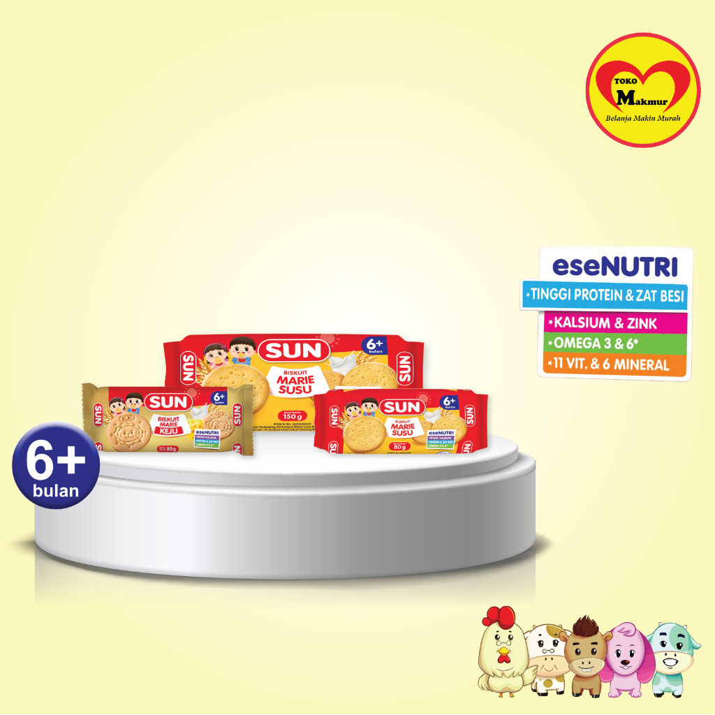 

Sun Biskuit Marie Susu 80gr / 150gr / Biskuit Marie Keju 80gr / Toko Makmur Kapas Krampung